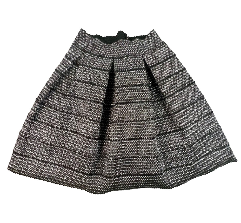 Ginger G Black/Silver Sparkly Pleated A-Line Mini Skirt (Women's S)
